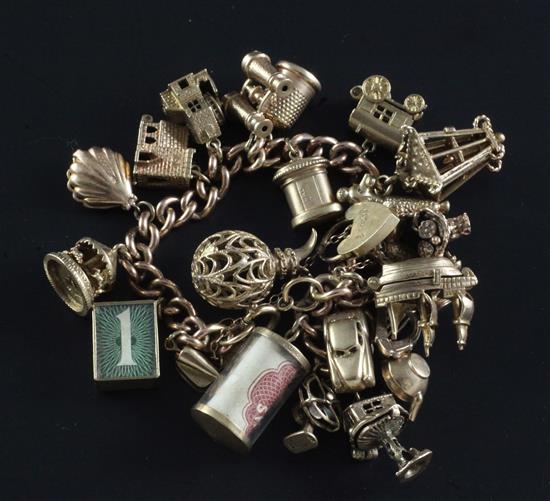 A 9ct gold charm bracelet,